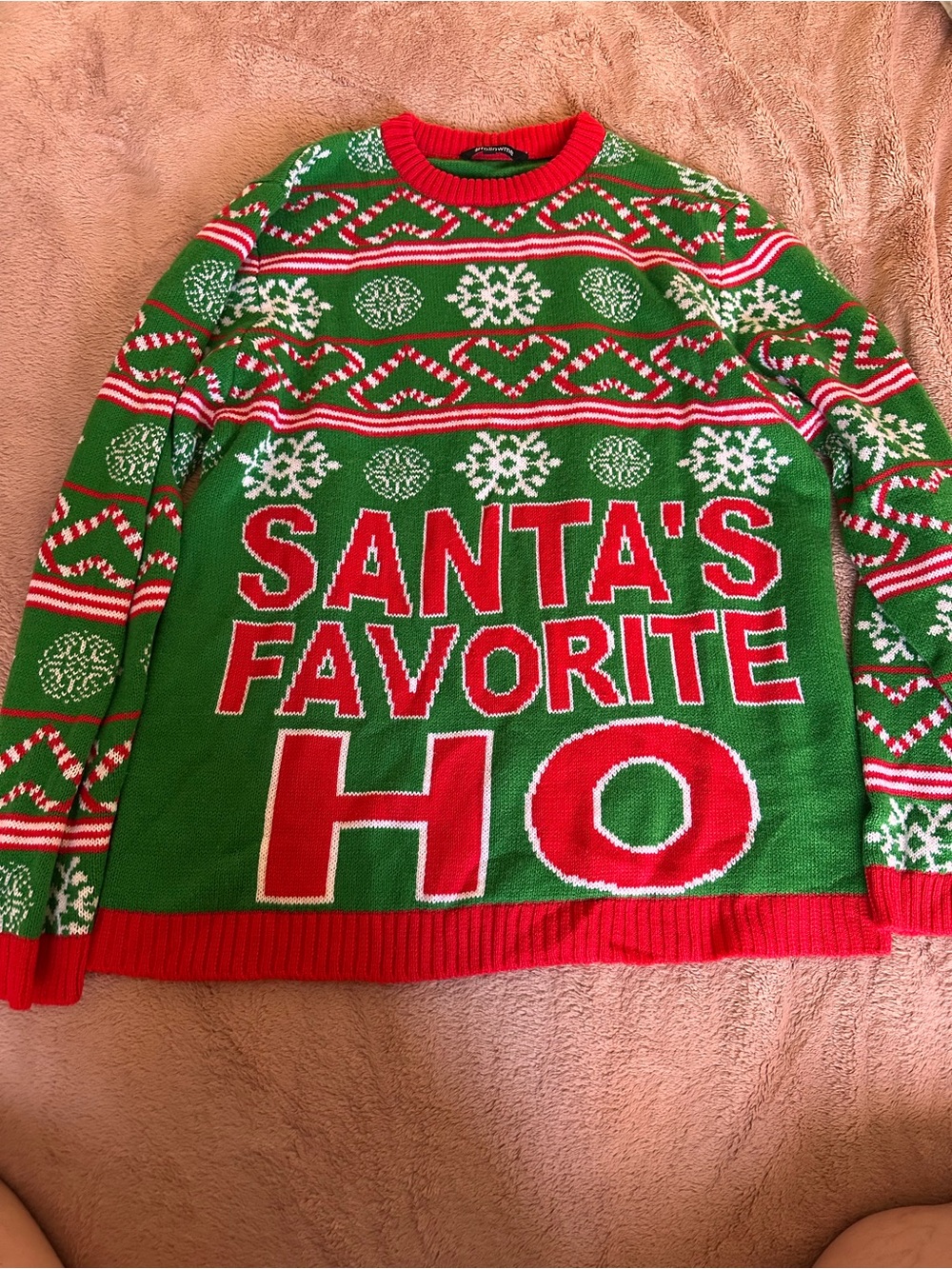 Holiday Knit Sweater - Santa's Favorite Ho (Green/Red). women XXL